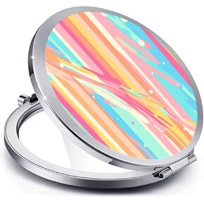 Compact Mirror for Women,Round Mini Pocket Travel Makeup Mirror,Pretty Portable Folding Small Pocket Mirror for Handbag,Purse,Double Sided Handheld Pocket Mirror (Silver Jade Green Marble)