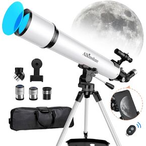 Telescope 80mm Aperture 800mm -Magnification 24-180X, Astronomical Portable Refracting Telescope Fully Multi-Coated High Transmission Coatings AZ Mount with Tripod &Wireless Control & Carrying Bag