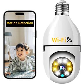 1080P Wireless Security Light Bulb Camera, Mobile Tracking,3MP HD, Two-Way Audio, Ideal for Indoor/Outdoor Surveillance, Baby, Pets, Nanny,Cloud Storage
