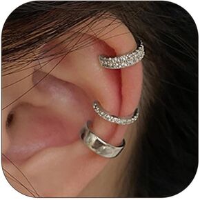Two Tone Earrings for Women Double Hoop Huggie Earrings Small Hoop Earrings for Women Mixed Metal Earrings Chunky Ear Cuffs Non Piercing Jewelry Gifts for Girls