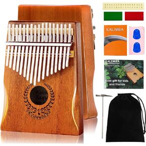 Kalimba 17 Keys Thumb Piano - Portable Mbira Sanza Finger Piano Professional Musical Instrument Marimbas with Study Instruction, Tuning Hammer Gift for Kids Adults Beginners