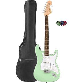 Fender Squier Stratocaster Electric Guitar - Surf Green Bundle with Amplifier, Gig Bag, Cable, Strap, Picks, and Austin Bazaar Instructional Video