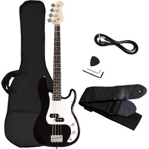 Goplus Electric Bass Guitar Full Size 4 String with Strap Guitar Bag Amp Cord (Blue Bass 4 Straps)