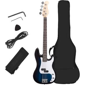 Costzon Full Size Electric 4 String Bass Guitar for Beginner Starter Complete Kit, Rose Fingerboard and Bridge, w/Two Pickups & Two Tone Control, Guitar Bag, Strap, Guitar Pick, Amp Cord (Black Bass)