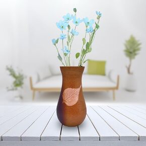 Ceramic Flower Vases, Bud Vases – Hand-Glazed with Exquisite Leaf Motif for a Unique, Living Room, Shelf, Coffee Table, Table centerpieces, Dining Table, Window Home Décor Touch (D)
