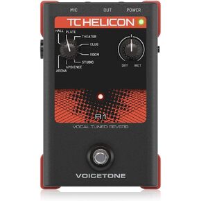 TC Helicon VOICETONE R1 Single-Button Stompbox for Studio-Quality Live Vocal Reverb