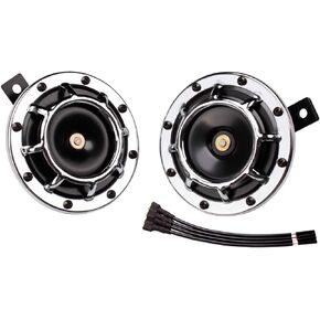 FARBIN Car Horns 12v Loud High Tone/Low Tone Metal Twin Horns Kit with Relay Harness,Universal Horns for Truck Car Motorcycle (White horn with wiring harness)
