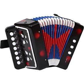 Kids Accordion 10 keys Button Accordian Musical Instrument Mini Accordion for Beginners (Black)