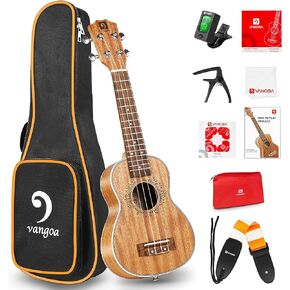Ukulele Soprano Mahogany 21 Inch Professional Acoustic Ukelele Four String Wooden Hawaiian Uke Beginner Kit for Kids Students Starter Kit, by Vangoa