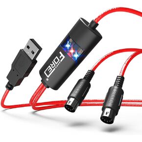 FORE Type-C to MIDI Interface MIDI Cable Adapter with Input&Output Connecting with Keyboard/Synthesizer for Editing&Recording Track Work with Windows/Mac OS for Studio Type-C Color Balck - 6.5Ft