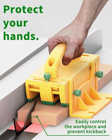 Push Block for Table Saws, Router Tables, Band Saws & Jointers - Table Saw Push Block, Cuts Safe for Widgets, Difficult Cuts, ThinRips, Dowel Cuts, Prevent Kickback and Protect Hands (Green) in Saudi Arabia
