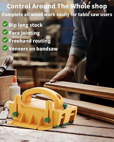 Push Block for Table Saws, Router Tables, Band Saws & Jointers - Table Saw Push Block, Cuts Safe for Widgets, Difficult Cuts, ThinRips, Dowel Cuts, Prevent Kickback and Protect Hands (Green) in Saudi Arabia