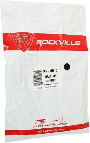 Rockville RNRMR3 3' 3.5mm 1/8" TRS to Dual RCA Cable, 100% OFC Copper in Kuwait