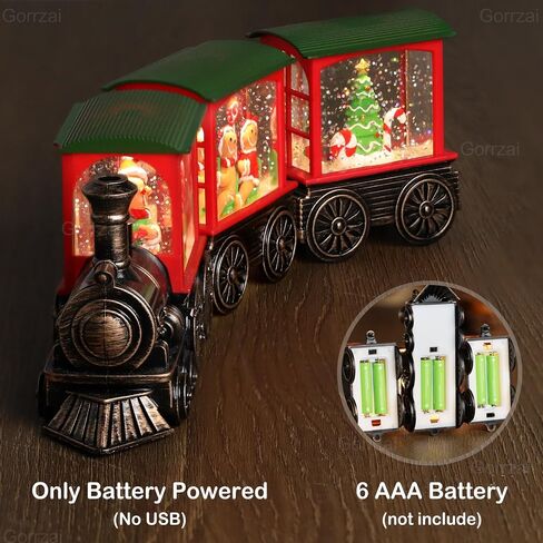 Train Snow Globe Christmas Snow Globe Lantern with Auto 6H Timer and Manual Glitter, Lighted Christmas Decorations Indoor with Santa Claus Reindeer Tree for Home Tabletop, Battery Operated in Saudi Arabia