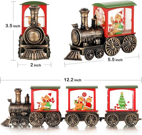 Train Snow Globe Christmas Snow Globe Lantern with Auto 6H Timer and Manual Glitter, Lighted Christmas Decorations Indoor with Santa Claus Reindeer Tree for Home Tabletop, Battery Operated in Saudi Arabia