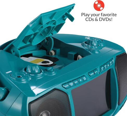 Aiwa Portable Boombox, Crystal Clear Sound with 3W x 2 Speakers and Bass Function, Featuring a 7" LCD Display, Bluetooth Connectivity, FM Radio, CD/DVD Player, Streaming on Roku and Amazon Firestick in Kuwait