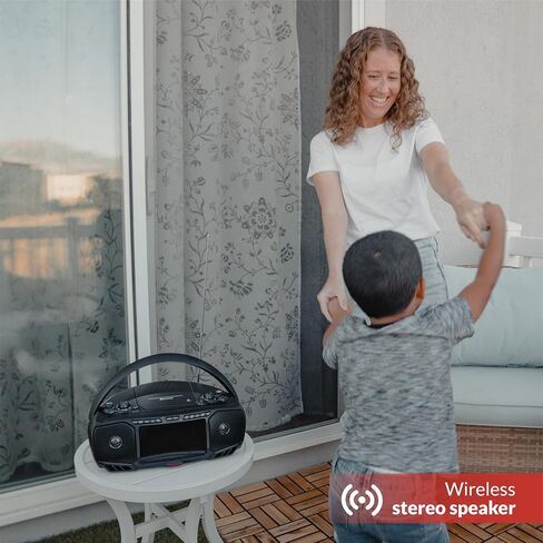 Aiwa Portable Boombox, Crystal Clear Sound with 3W x 2 Speakers and Bass Function, Featuring a 7" LCD Display, Bluetooth Connectivity, FM Radio, CD/DVD Player, Streaming on Roku and Amazon Firestick in Kuwait