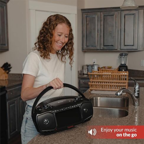 Aiwa Portable Boombox, Crystal Clear Sound with 3W x 2 Speakers and Bass Function, Featuring a 7" LCD Display, Bluetooth Connectivity, FM Radio, CD/DVD Player, Streaming on Roku and Amazon Firestick in Kuwait