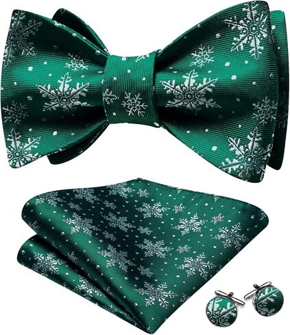 YOHOWA Mens Christmas Self Tie Bow Tie Set Bowties Pocket Square Cufflinks Woven Tuxedo Party Xmas Holiday Festival Vacation in Kuwait