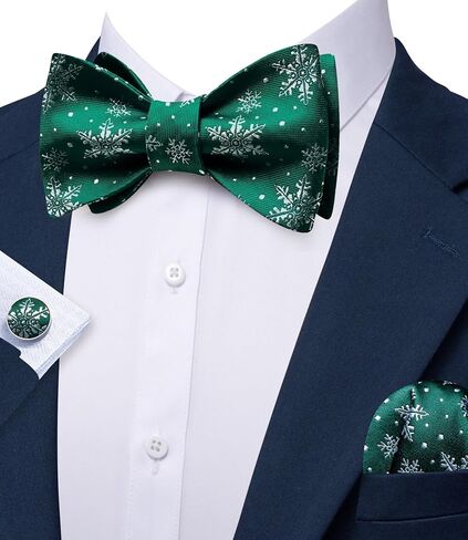 YOHOWA Mens Christmas Self Tie Bow Tie Set Bowties Pocket Square Cufflinks Woven Tuxedo Party Xmas Holiday Festival Vacation in Kuwait