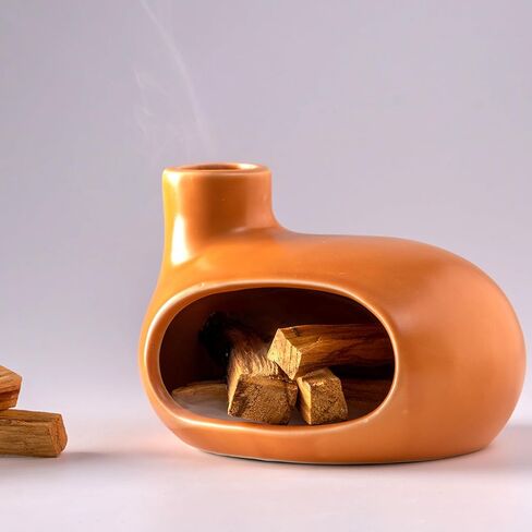 Handmade Terracotta Palo Santo Holder Burner for Smudging and Meditation - Mexican Style Chiminea Clay Incense Dish for Wiccan Altar and Negative Energy Cleansing in Saudi Arabia
