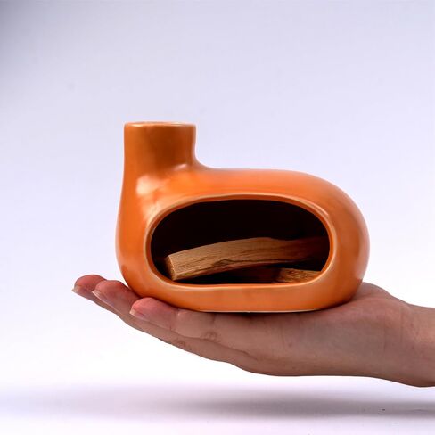 Handmade Terracotta Palo Santo Holder Burner for Smudging and Meditation - Mexican Style Chiminea Clay Incense Dish for Wiccan Altar and Negative Energy Cleansing in Saudi Arabia