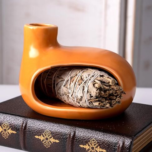 Handmade Terracotta Palo Santo Holder Burner for Smudging and Meditation - Mexican Style Chiminea Clay Incense Dish for Wiccan Altar and Negative Energy Cleansing in Saudi Arabia