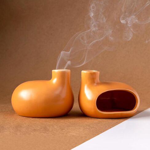 Handmade Terracotta Palo Santo Holder Burner for Smudging and Meditation - Mexican Style Chiminea Clay Incense Dish for Wiccan Altar and Negative Energy Cleansing in Saudi Arabia