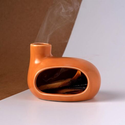 Handmade Terracotta Palo Santo Holder Burner for Smudging and Meditation - Mexican Style Chiminea Clay Incense Dish for Wiccan Altar and Negative Energy Cleansing in Saudi Arabia