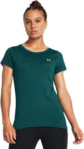 تي شيرت نسائي بأكمام قصيرة من Under Armour HeatGear Armor، (102) أبيض / / أسود، مقاس كبير in Saudi Arabia