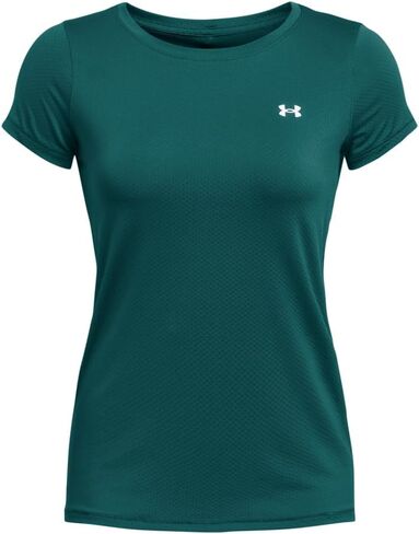 تي شيرت نسائي بأكمام قصيرة من Under Armour HeatGear Armor، (102) أبيض / / أسود، مقاس كبير in Saudi Arabia