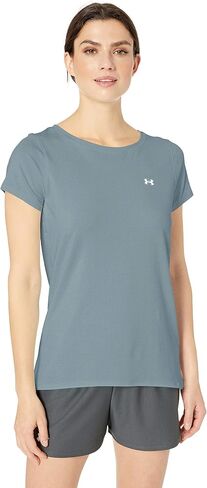 تي شيرت نسائي بأكمام قصيرة من Under Armour HeatGear Armor، (102) أبيض / / أسود، مقاس كبير in Saudi Arabia