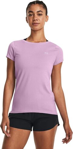 تي شيرت نسائي بأكمام قصيرة من Under Armour HeatGear Armor، (102) أبيض / / أسود، مقاس كبير in Saudi Arabia