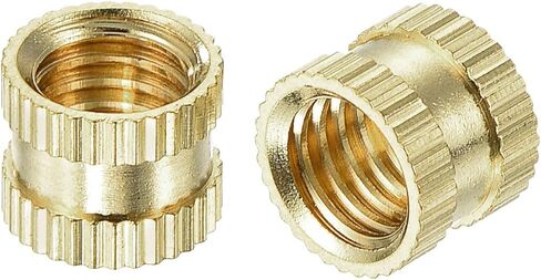 uxcell Knurled Insert Nuts - 50Pcs M3 x 4mm Length x 5mm OD Female Thread Brass Threaded Insert Embedment Nut for 3D Printer in Kuwait