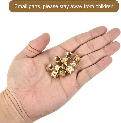 uxcell Knurled Insert Nuts - 50Pcs M3 x 4mm Length x 5mm OD Female Thread Brass Threaded Insert Embedment Nut for 3D Printer in Kuwait