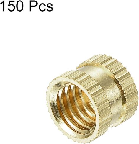 uxcell Knurled Insert Nuts - 50Pcs M3 x 4mm Length x 5mm OD Female Thread Brass Threaded Insert Embedment Nut for 3D Printer in Kuwait