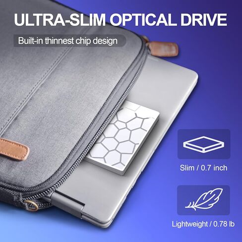محرك اقراص CD/DVD خارجي للابتوب، مشغل دي في دي محمول 8 في 1 بمنفذ USB 3.0 رفيع للغاية للابتوب والكمبيوتر المكتبي وماك وويندوز وMac ولينكس OS in Kuwait