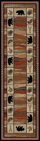 Rustic Lodge, Bear Cabin 8x10 Area Rug, 7'10"x9'10" Multi 7463 in Saudi Arabia