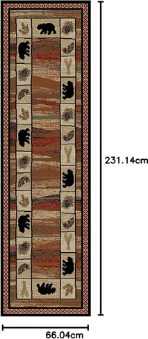 Rustic Lodge, Bear Cabin 8x10 Area Rug, 7'10"x9'10" Multi 7463 in Saudi Arabia