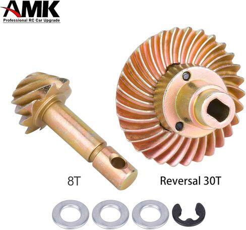 AMK RC Car Bevel Gear, Metal Gear Solid Delta, 8T 24T/27T/30T/33T Heavy Duty Overdrive Bevel Gear for 1/10 RC Crawler Axial SCX10 II AR44/45 Capra Portal Axle Spare Parts (30T 8T Reversal) in Kuwait