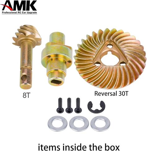 AMK RC Car Bevel Gear, Metal Gear Solid Delta, 8T 24T/27T/30T/33T Heavy Duty Overdrive Bevel Gear for 1/10 RC Crawler Axial SCX10 II AR44/45 Capra Portal Axle Spare Parts (30T 8T Reversal) in Kuwait