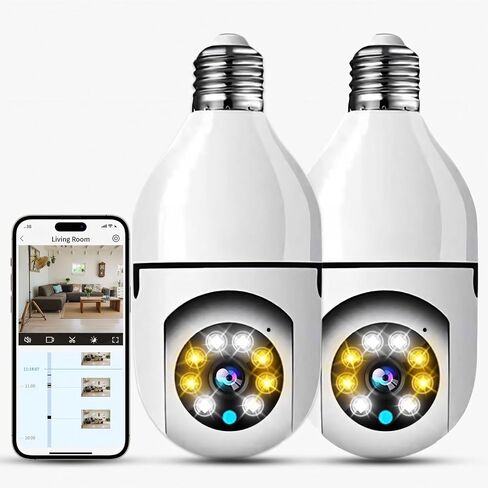1080P Wireless Security Light Bulb Camera, Mobile Tracking,3MP HD, Two-Way Audio, Ideal for Indoor/Outdoor Surveillance, Baby, Pets, Nanny,Cloud Storage in Saudi Arabia
