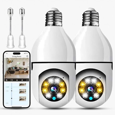 1080P Wireless Security Light Bulb Camera, Mobile Tracking,3MP HD, Two-Way Audio, Ideal for Indoor/Outdoor Surveillance, Baby, Pets, Nanny,Cloud Storage in Saudi Arabia
