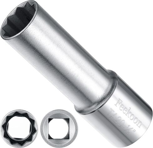 Feekoon 10 Spline Lug Nut Key Replacement for TA20-1/2, Compatible with Bimecc 10-Spline Lug Nut and Lug Bolts, w/ 1/2 Imperial Square Socket Drive for Passenger Car Small SUV, Steel, 1 Pack(Black) in Saudi Arabia