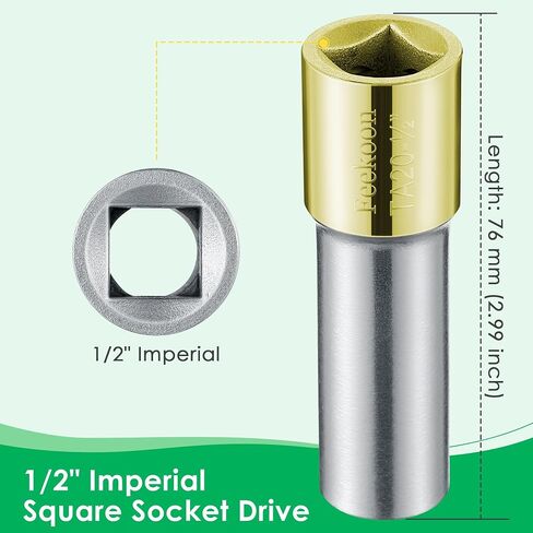 Feekoon 10 Spline Lug Nut Key Replacement for TA20-1/2, Compatible with Bimecc 10-Spline Lug Nut and Lug Bolts, w/ 1/2 Imperial Square Socket Drive for Passenger Car Small SUV, Steel, 1 Pack(Black) in Saudi Arabia