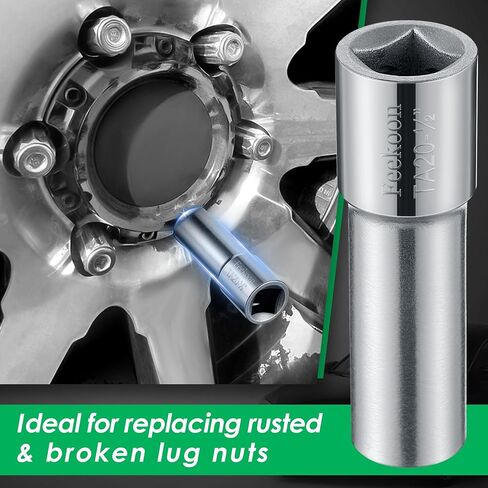 Feekoon 10 Spline Lug Nut Key Replacement for TA20-1/2, Compatible with Bimecc 10-Spline Lug Nut and Lug Bolts, w/ 1/2 Imperial Square Socket Drive for Passenger Car Small SUV, Steel, 1 Pack(Black) in Saudi Arabia