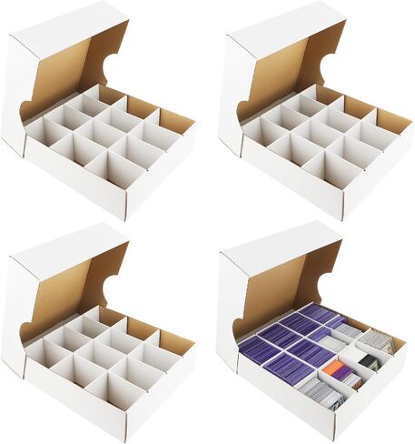 HIMOMO 4 Set Trading Card Storage Box, 3700 Count Card Storage Box White Bulk Card Storage Box Sports Card Sorting Tray Card Sleeve Cases Collection Card Box for Basketball Card Storage Sports Cards in Saudi Arabia