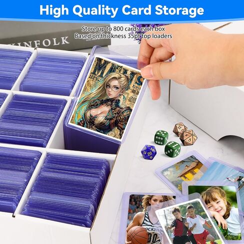 HIMOMO 4 Set Trading Card Storage Box, 3700 Count Card Storage Box White Bulk Card Storage Box Sports Card Sorting Tray Card Sleeve Cases Collection Card Box for Basketball Card Storage Sports Cards in Saudi Arabia