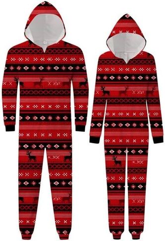 بيجامة عيد الميلاد Moonight للعائلة الكبار منامة Onesie بيجامة عيد الميلاد مطابقة للأزواج in Kuwait