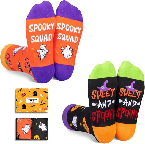 HAPPYPOP Halloween Gifts Ideas Socks - Spooky Gifts for Men Women, Horror Gifts for Man Woman 2 Pack, Halloween Gifts for Teens in Saudi Arabia